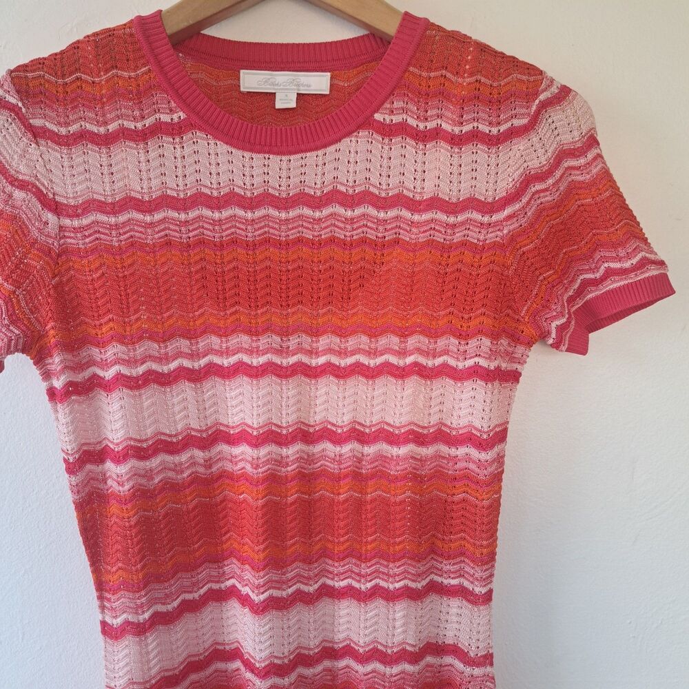 Brooks Brothers Small Striped Ombre Sweater Midi Dress Womens Pink Orange $258 - Picture 4 of 10